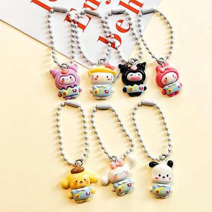 Ensemble de porte-clés figurines Kawaii 7 pièces