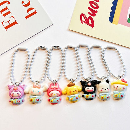 Ensemble de porte-clés figurines Kawaii 7 pièces