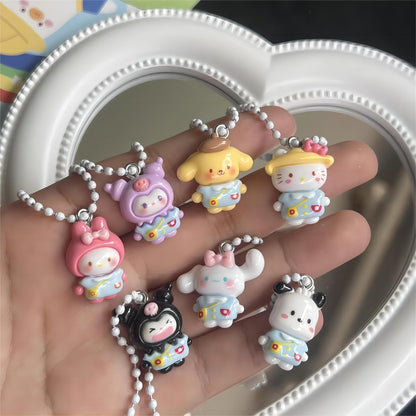 Ensemble de porte-clés figurines Kawaii 7 pièces