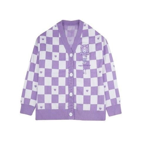 Kawaii Checkered Cardigan - brown, bunnies, bunny, cardigan, cardigans