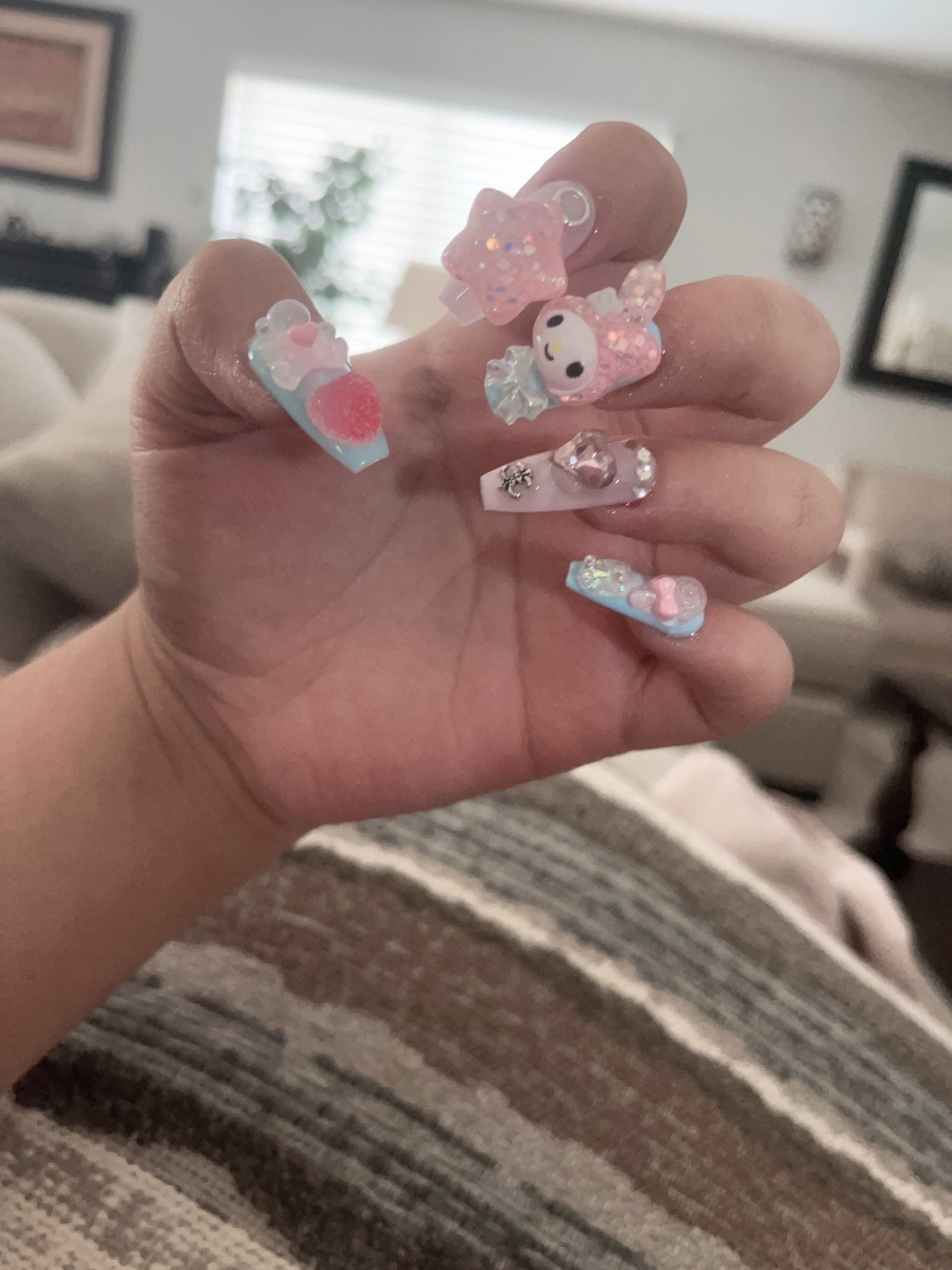 Kawaii deco press on nails - 3d - acrylic nails - fake - kawaiicore - my melody