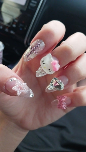Kawaii deco press on nails - 3d - acrylic nails - fake - kawaiicore - my melody