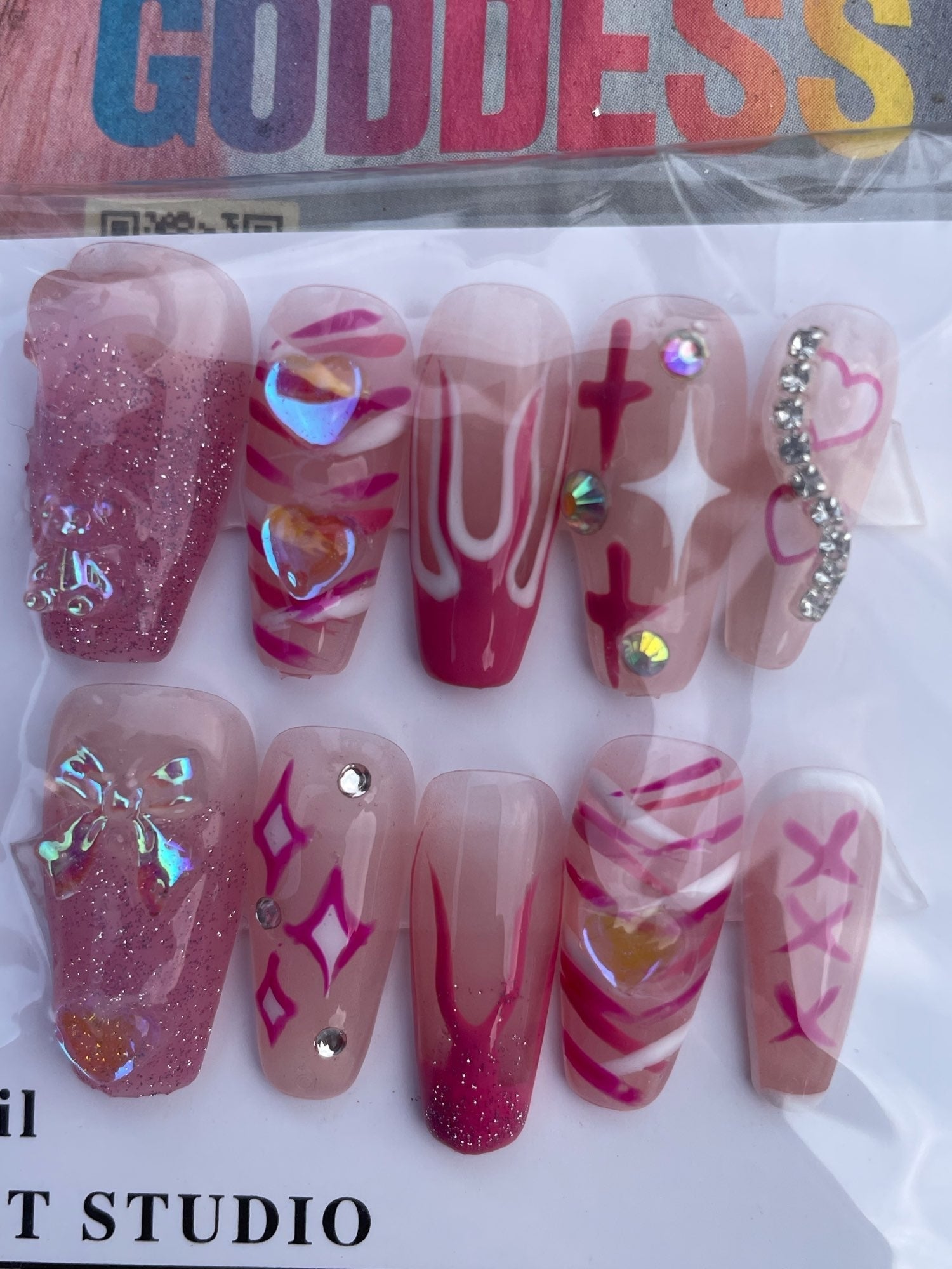 Kawaii deco press on nails - 3d - acrylic nails - fake - kawaiicore - my melody