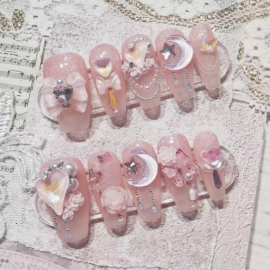 Kawaii deco press on nails - 3d - acrylic nails - fake - kawaiicore - my melody