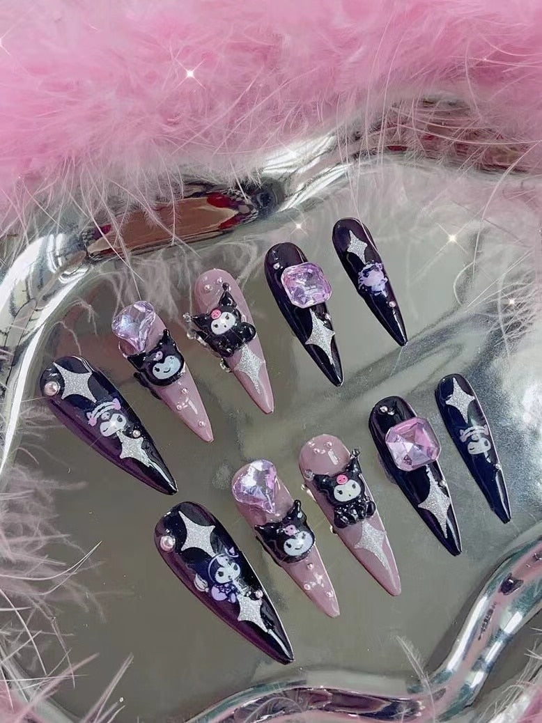 Kawaii deco press on nails - 3d - acrylic nails - fake - kawaiicore - my melody