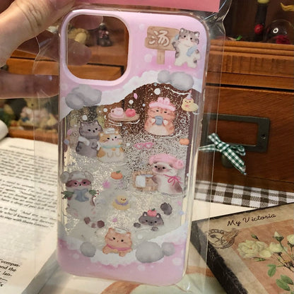 Kawaii schwimmender Schneekätzchen-Welpenaufkleber iPhone-Hülle