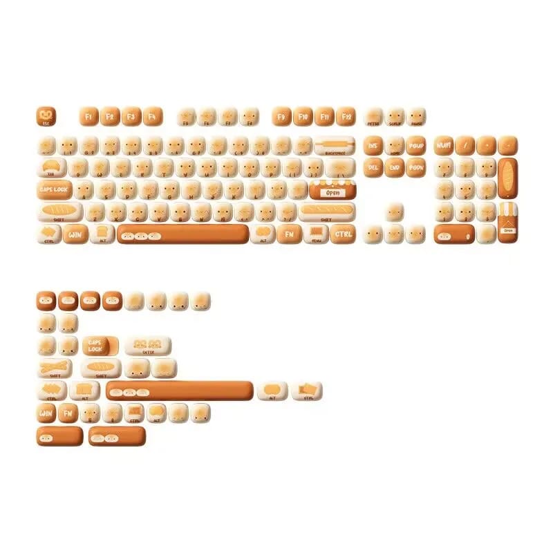Kawaii fluffy bread bun keycaps set 138 key caps keyboard