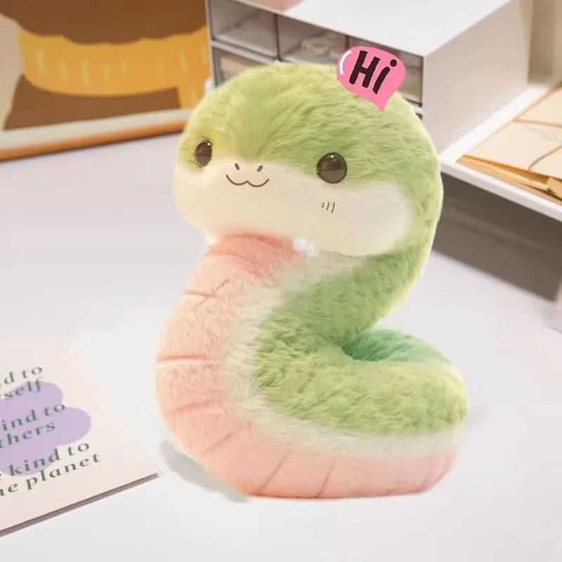 Kawaii green snake plush toy stuffed animal 25cm
