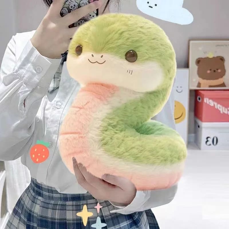 Kawaii green snake plush toy stuffed animal 25cm