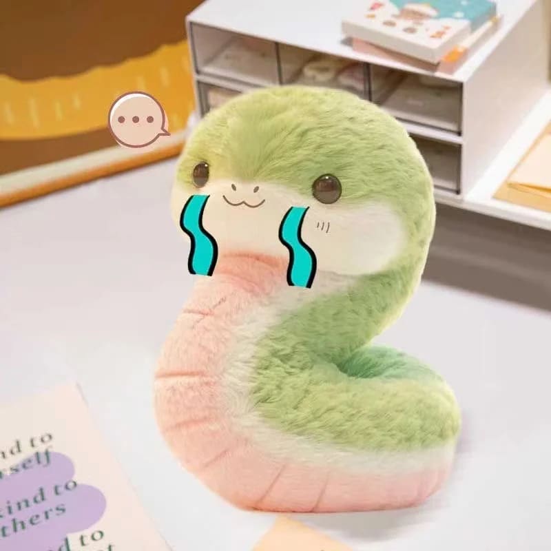 Kawaii green snake plush toy stuffed animal 25cm