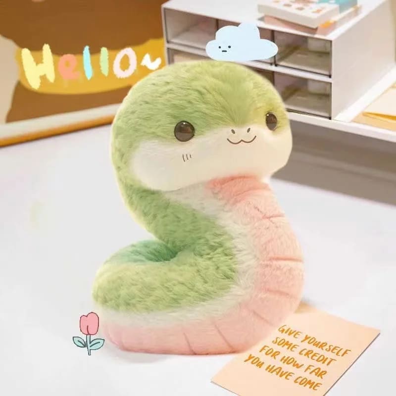 Kawaii green snake plush toy stuffed animal 25cm