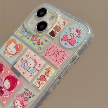 Kawaii handgemachte Kitty Aufkleber iPhone Fall mit Kette SK495