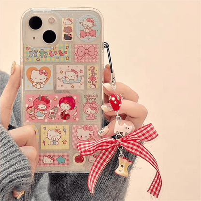 Kawaii handgemachte Kitty Aufkleber iPhone Fall mit Kette SK495