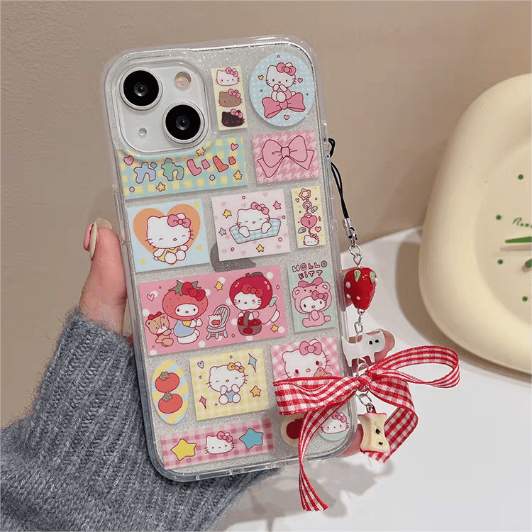 Kawaii Handmade Kitty Sticker iPhone Case With Chain SK495