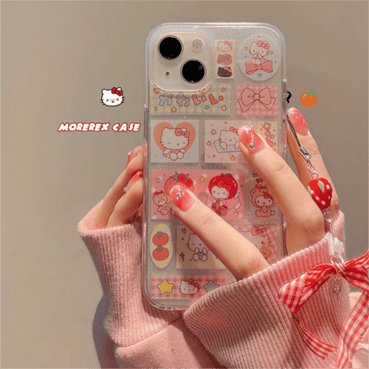 Kawaii handgemachte Kitty Aufkleber iPhone Fall mit Kette SK495