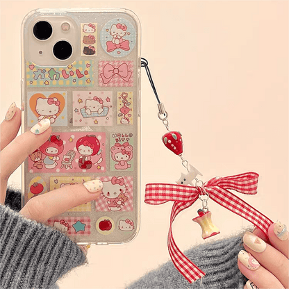 Kawaii handgemachte Kitty Aufkleber iPhone Fall mit Kette SK495