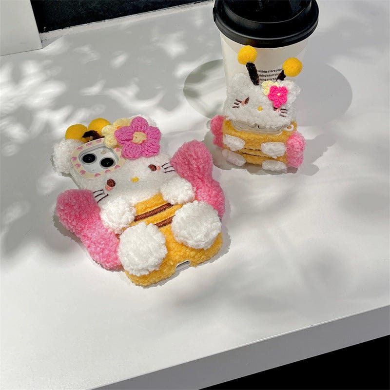 Kawaii Kitty Bee Plush AirPods Earphone Case SK496