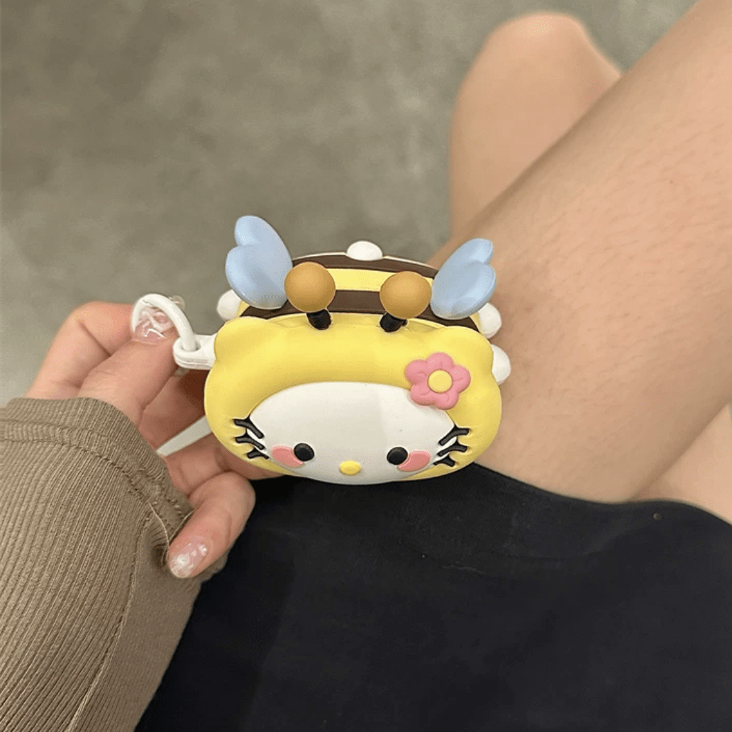 Kawaii Kitty Bee Silicone AirPods Earphone Case