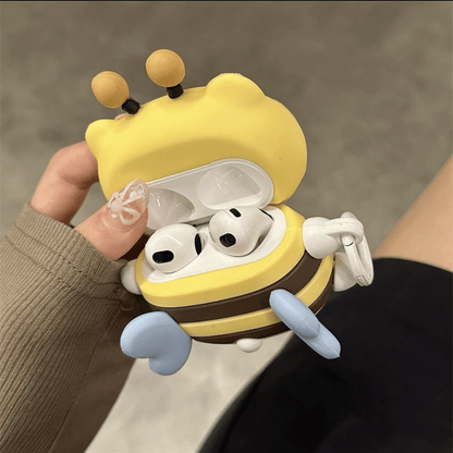 Kawaii Kitty Bee Silicone AirPods Earphone Case