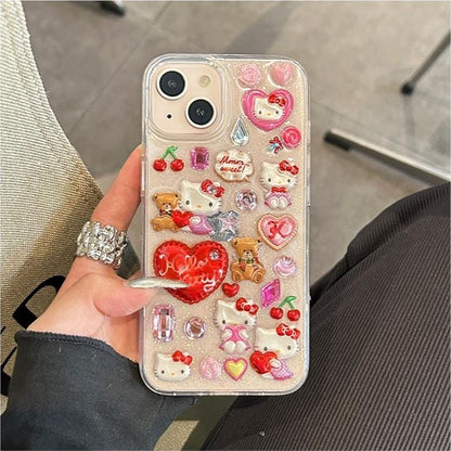 Coque iPhone autocollante à motif de chat de dessin animé SK482