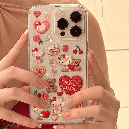 Coque iPhone autocollante à motif de chat de dessin animé SK482