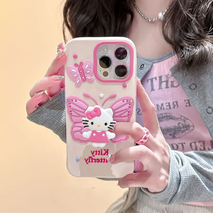 Kawaii Kätzchen Schmetterling iPhone-Hülle