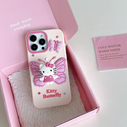 Kawaii Kätzchen Schmetterling iPhone-Hülle