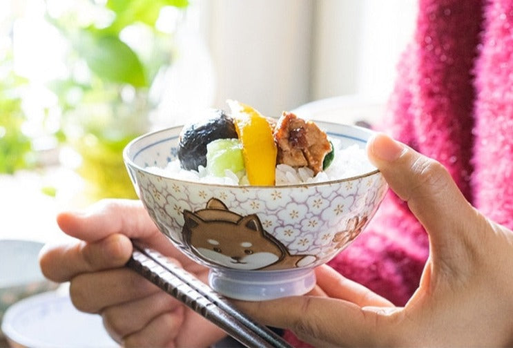 Kawaii oriental noodle bowls - blue ink - bowls - ceramic - china - chinese