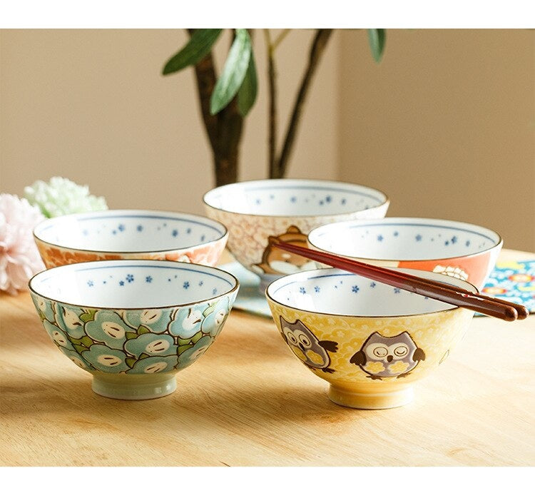 Kawaii oriental noodle bowls - blue ink - bowls - ceramic - china - chinese