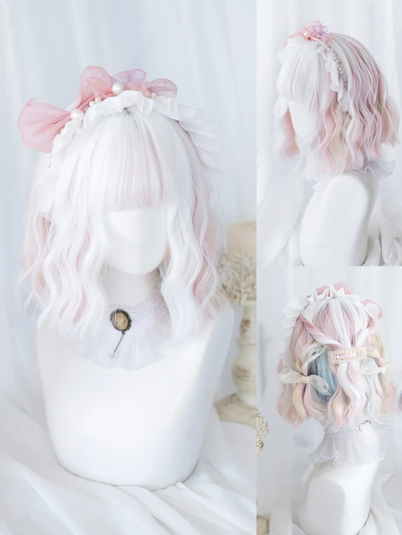 Kawaii pastel elegant watercolor short bob wig cosplay