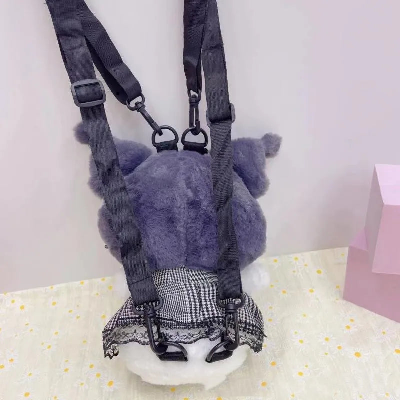 Kawaii pastel goth plush backpacks - backpack - backpacks - book bags - kuromi