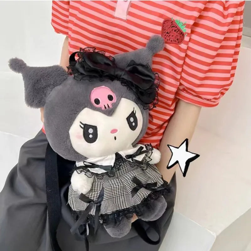 Kawaii pastel goth plush backpacks - backpack - backpacks - book bags - kuromi