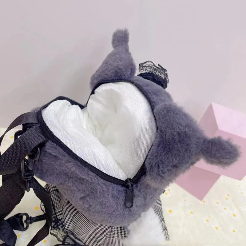 Kawaii pastel goth plush backpacks - backpack - backpacks - book bags - kuromi