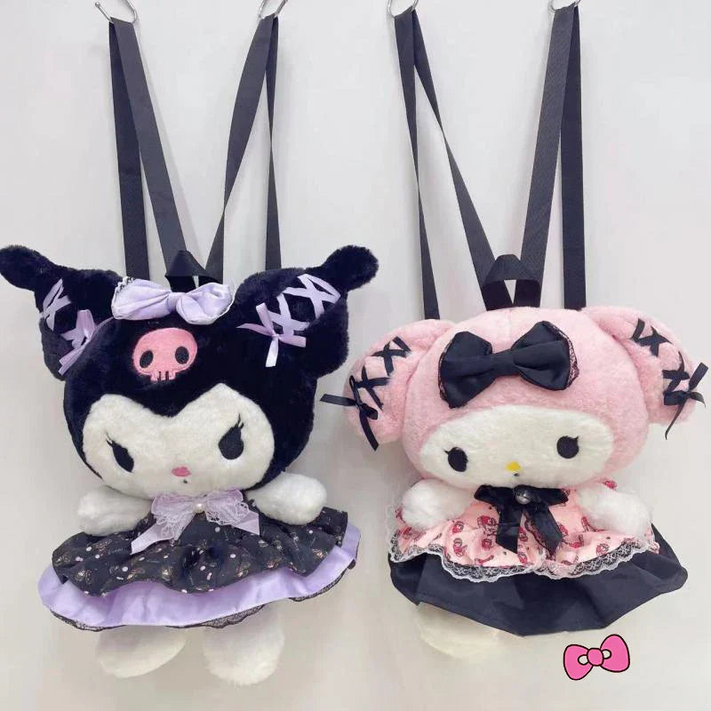 Kawaii pastel goth plush backpacks - backpack - backpacks - book bags - kuromi