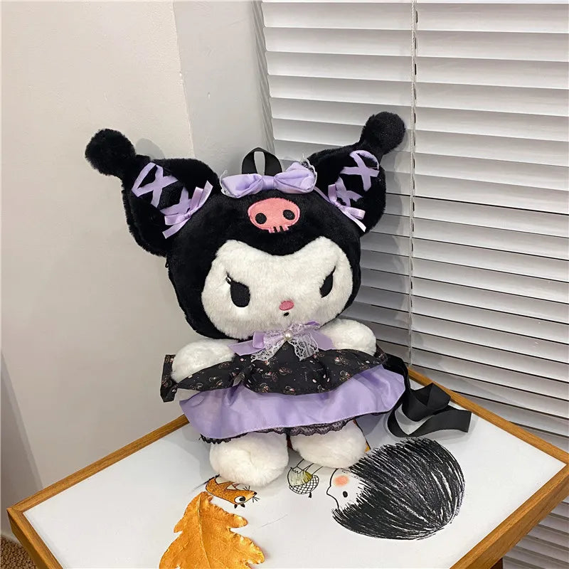 Kawaii pastel goth plush backpacks - backpack - backpacks - book bags - kuromi