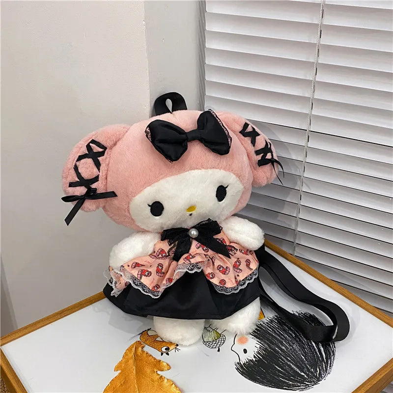 Kawaii pastel goth plush backpacks - backpack - backpacks - book bags - kuromi