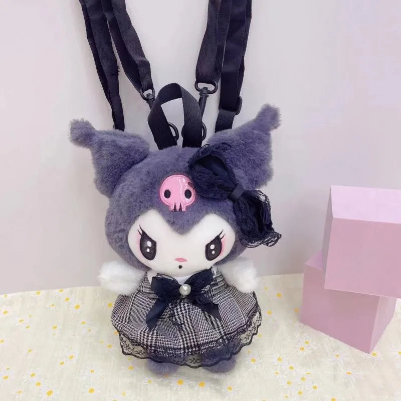 Kawaii pastel goth plush backpacks - backpack - backpacks - book bags - kuromi