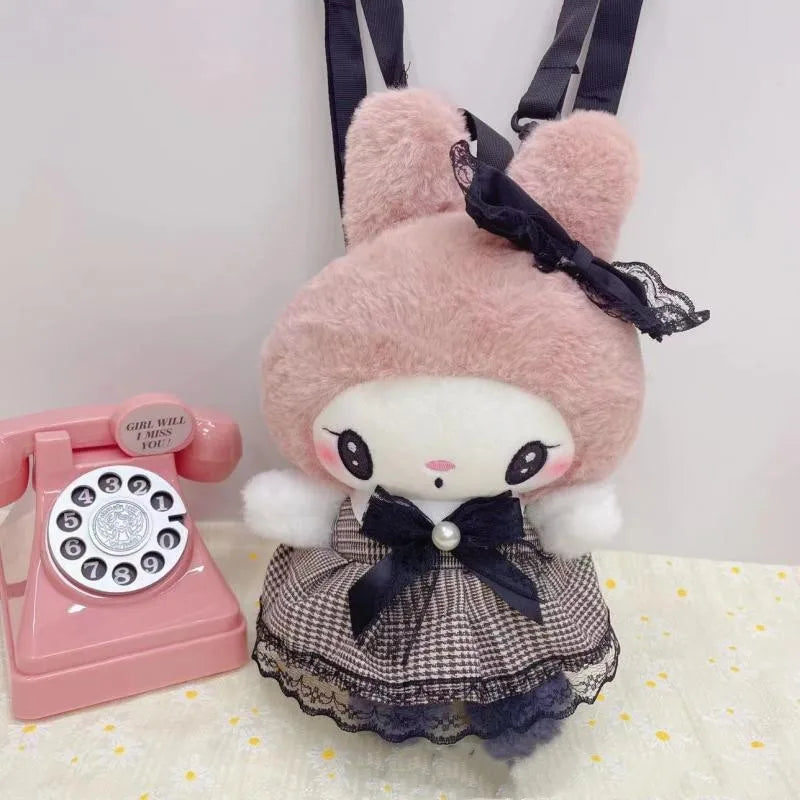 Kawaii pastel goth plush backpacks - backpack - backpacks - book bags - kuromi