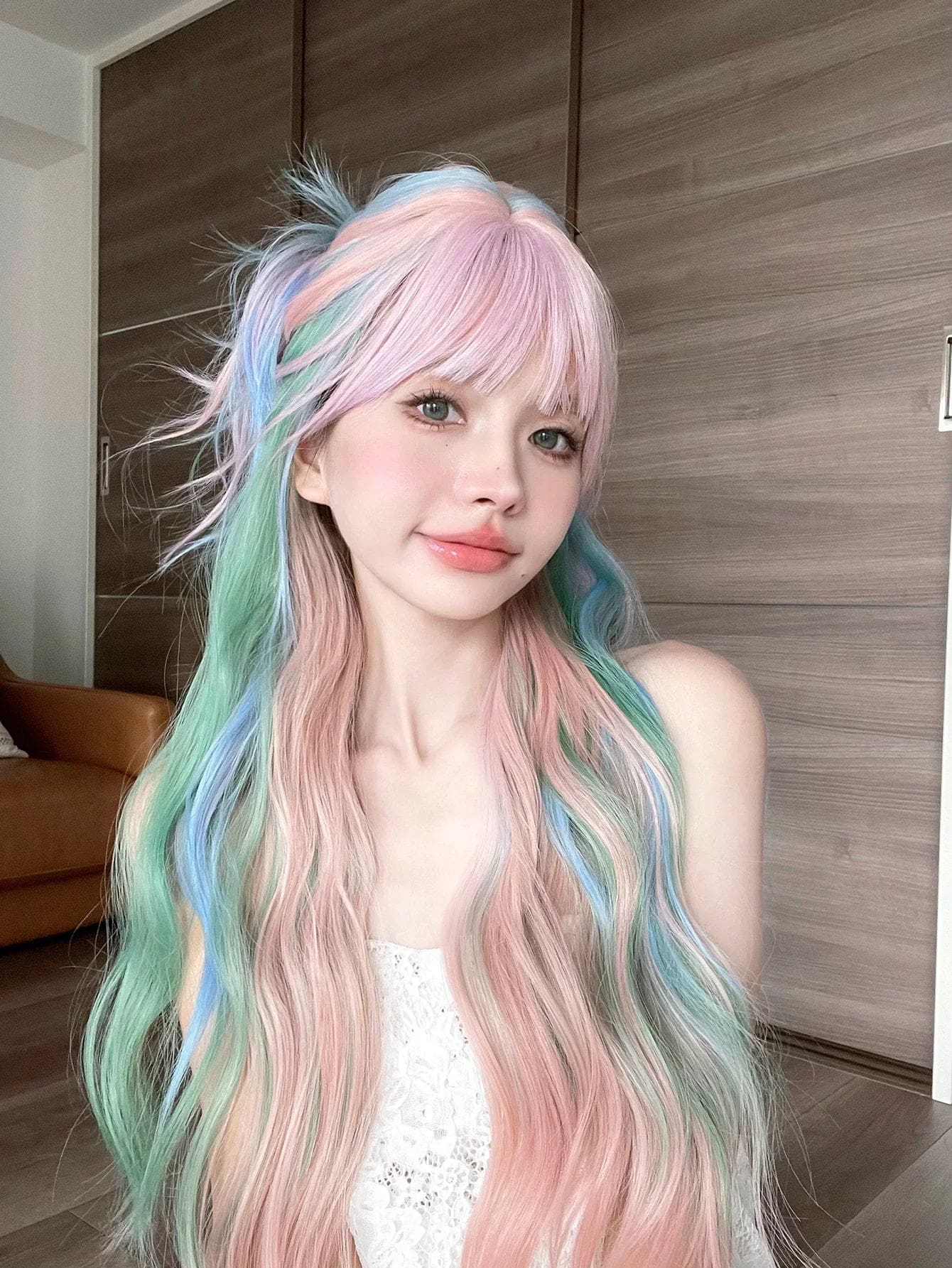 Kawaii pastel mermaid princess long cosplay wig kanekalon