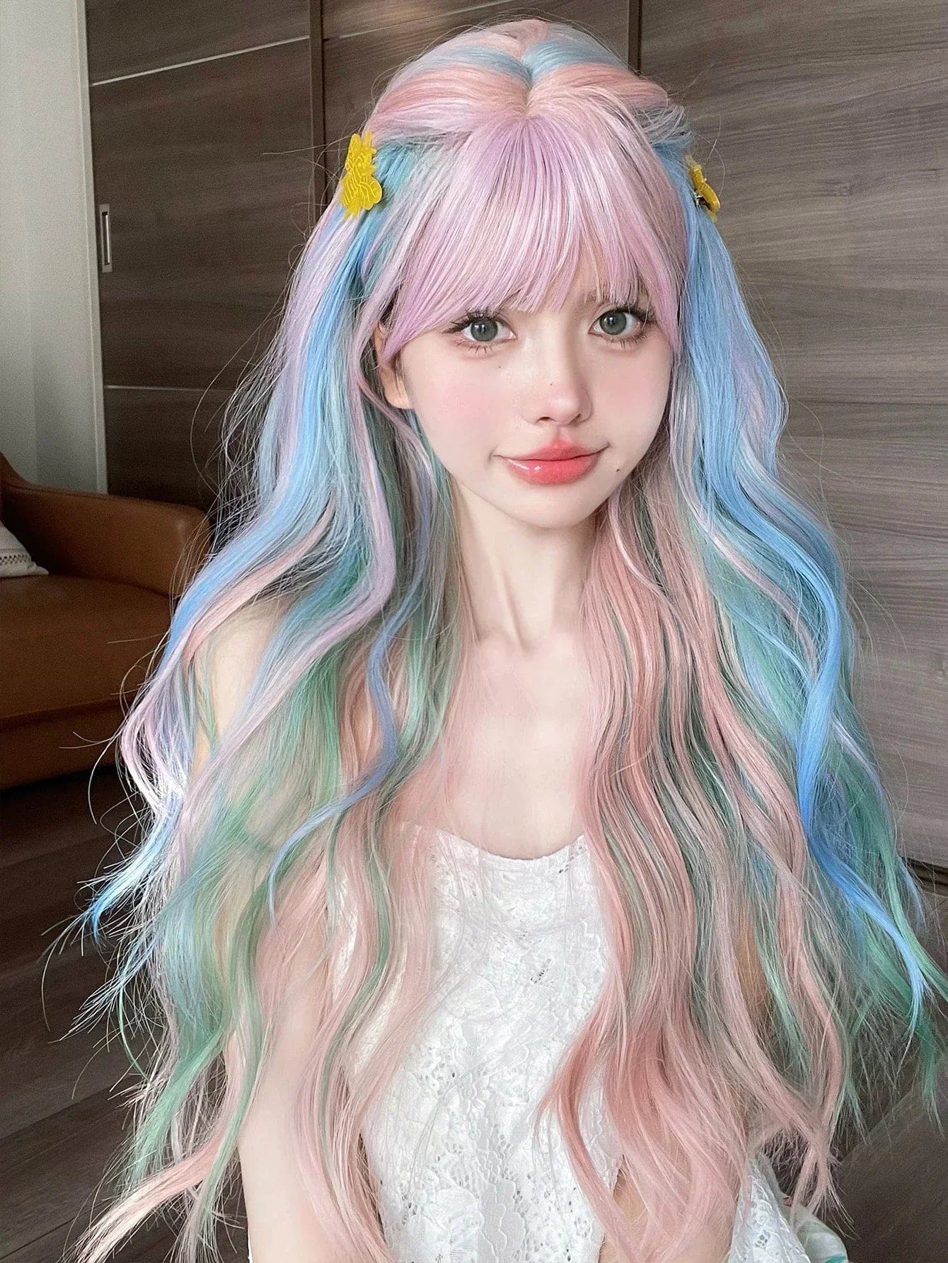 Kawaii pastel mermaid princess long cosplay wig kanekalon