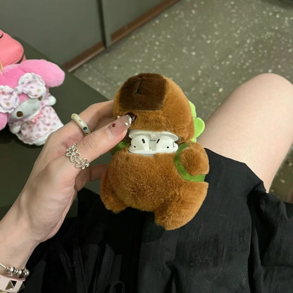 Étui pour écouteurs AirPods en peluche Kawaii Capybara