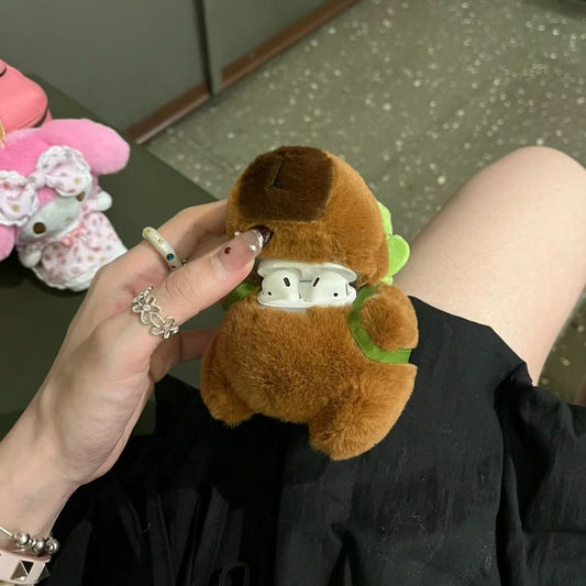 Kawaii Plush Capybara AirPods Earphone Case