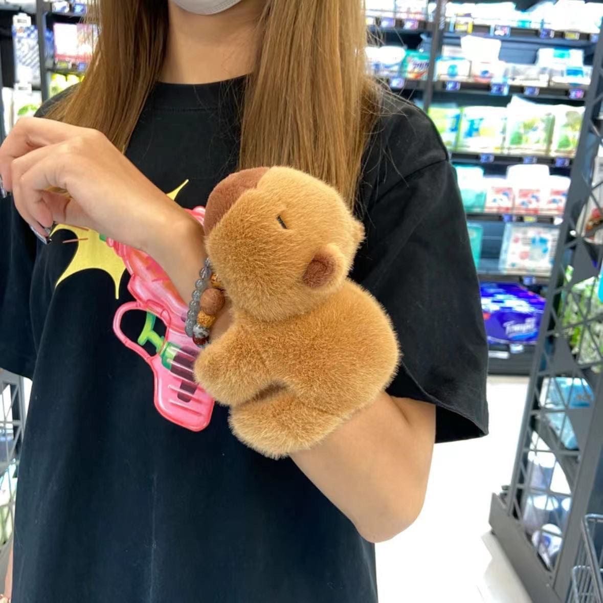 Kawaii Plüsch Capybara Pops Clap Ring Armband