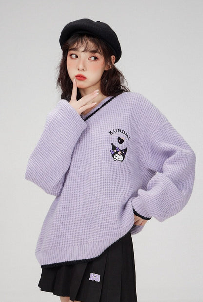 Kawaii prepstar sailor pullover sweater - cable knit - cinnamoroll - skirt -