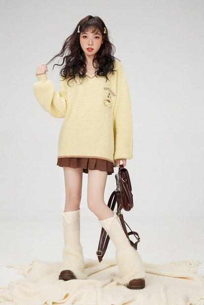 Kawaii prepstar sailor pullover sweater - cable knit - cinnamoroll - skirt -