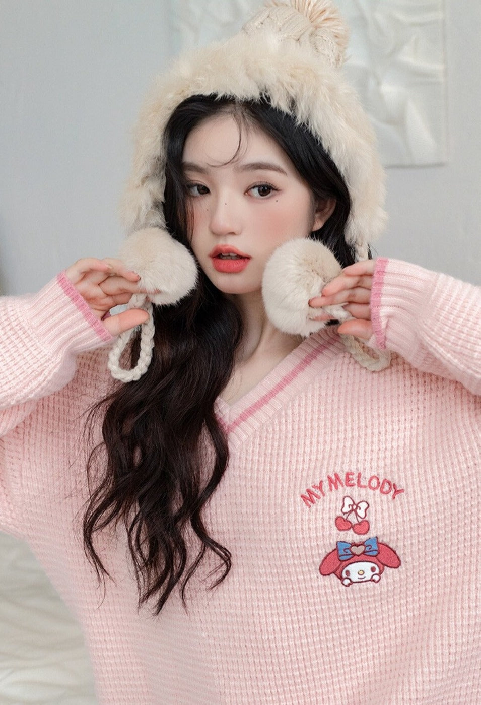 Kawaii prepstar sailor pullover sweater - cable knit - cinnamoroll - skirt -