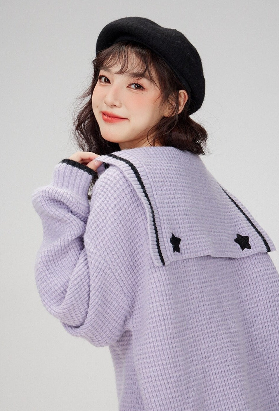 Kawaii prepstar sailor pullover sweater - cable knit - cinnamoroll - skirt -