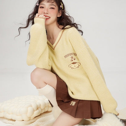 Kawaii prepstar sailor pullover sweater - cable knit - cinnamoroll - skirt -