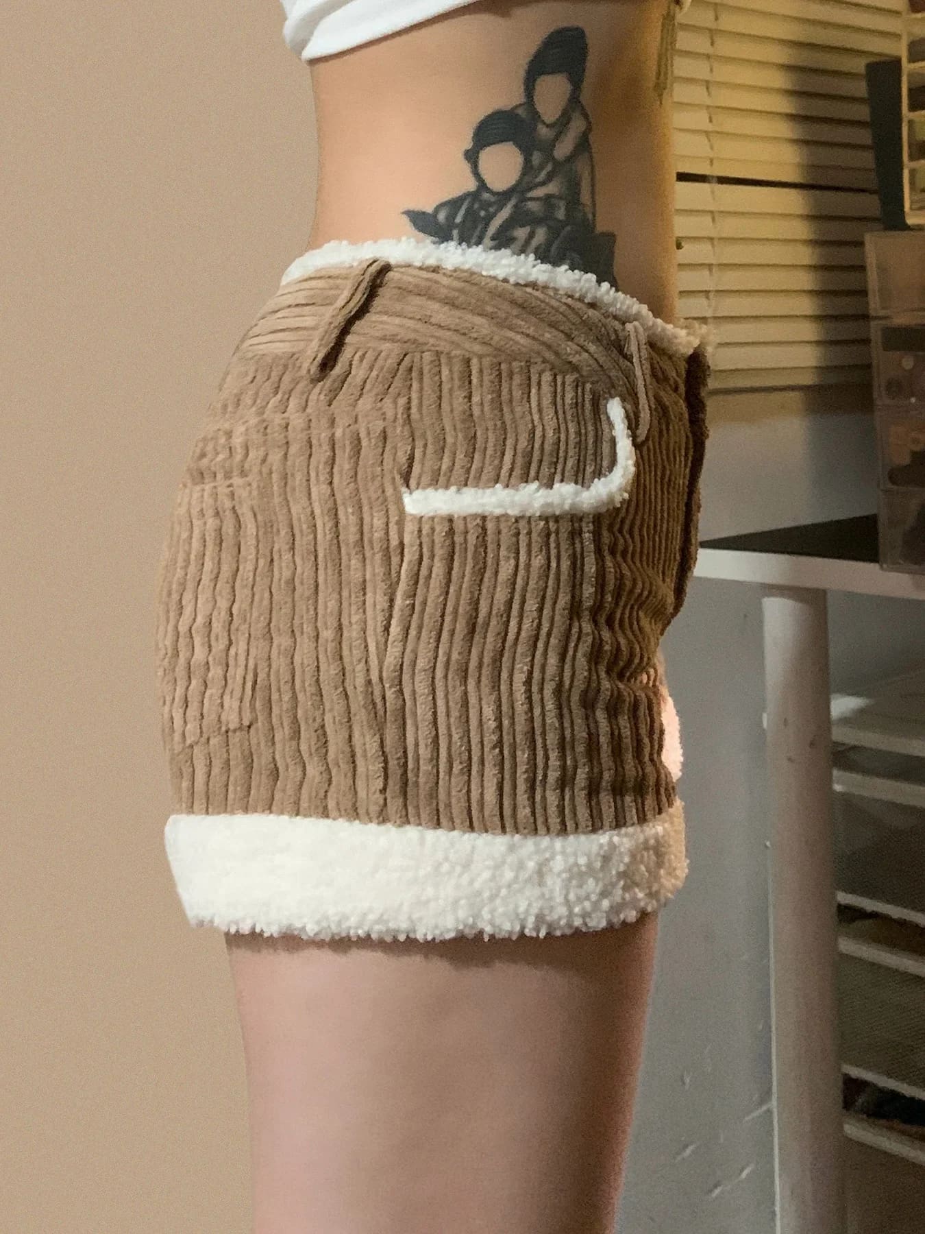 Kawaii soft brown corduroy short shorts
