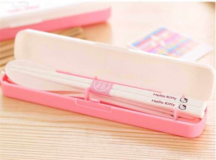 Kitty Cutlery Set - baby girl, chopsticks, cutlery, dinner ware, dinnerware